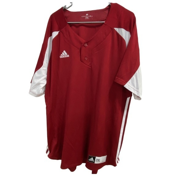 adidas Other - Adidas Baseball Jersey‎ Men's Maroon/ White Two-Button Mesh size 2XL